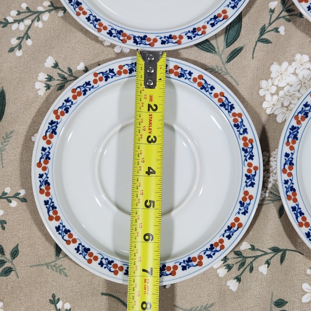 Dansk Bistro Kronborg Red Berries & Leaves Trim Saucers Vintage Dansk NR Japan - Picture 8 of 14